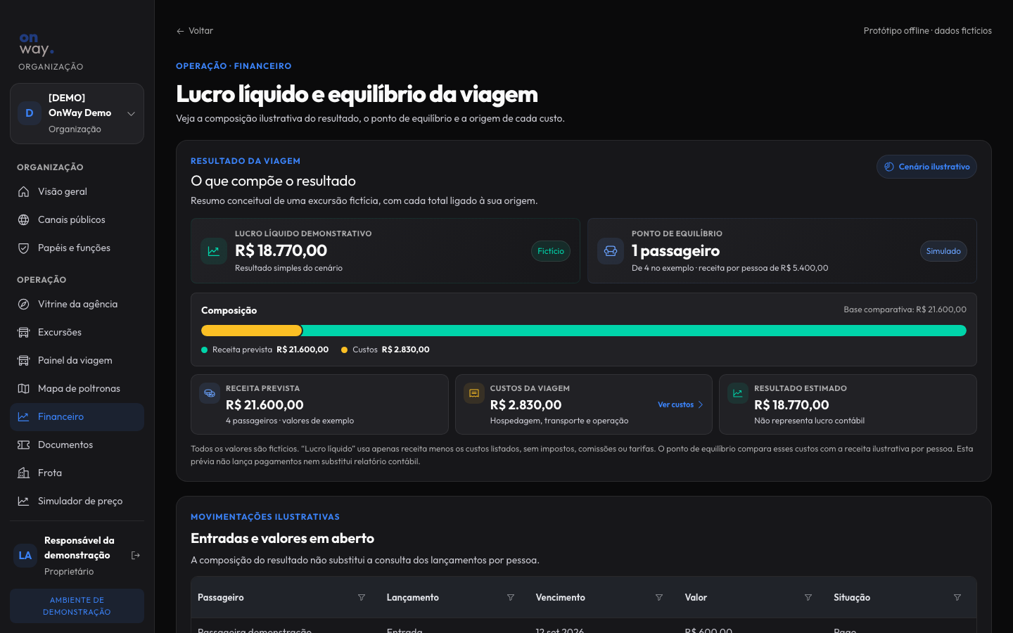 Finance visual prototype, fictional data; not a screenshot of the real app.